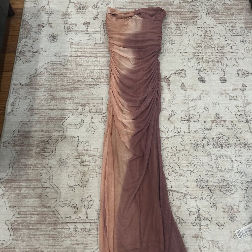 Zara Strapless Mesh Tulle Maxi Dress Womens